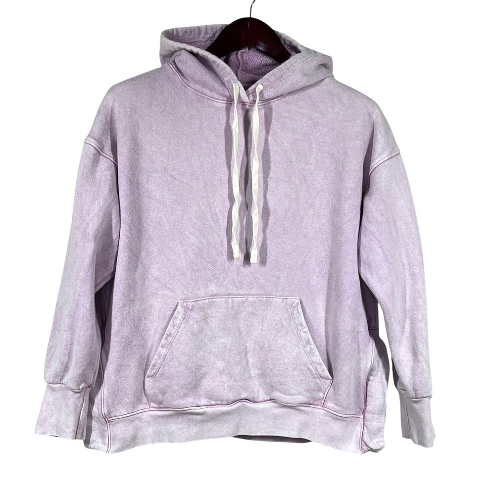 SUNDRY Evereve Mineral Wash Tie Dye Slit Hoodie Sz S Lilac Sweatshirt Slouchy